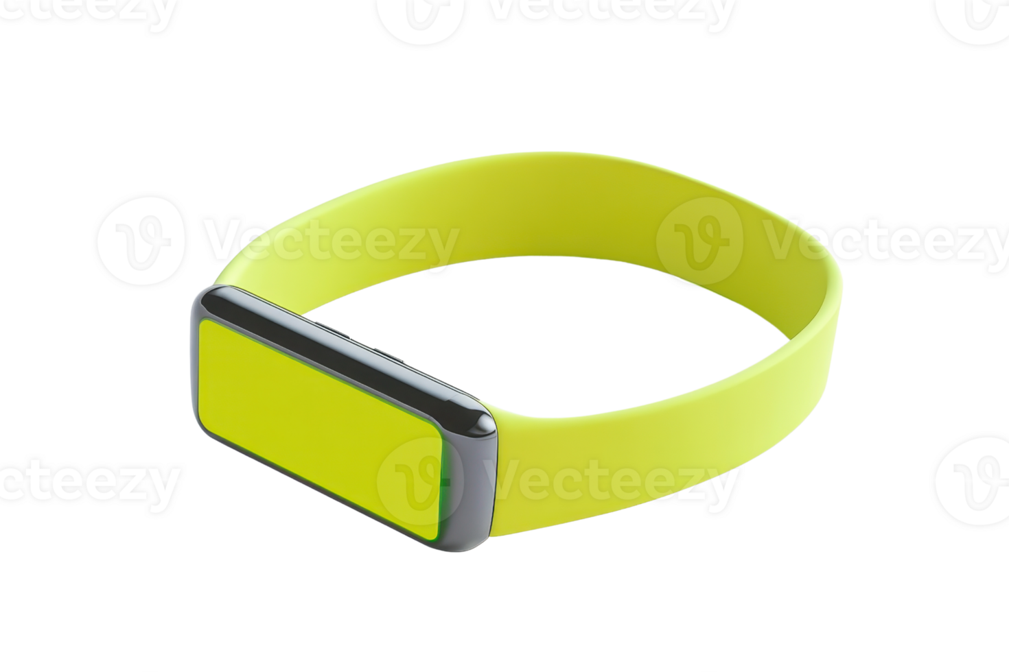 Modern yellow fitness tracker bracelet with a sleek design, isolated on transparent background. Perfect for active lifestyle enthusiasts. png