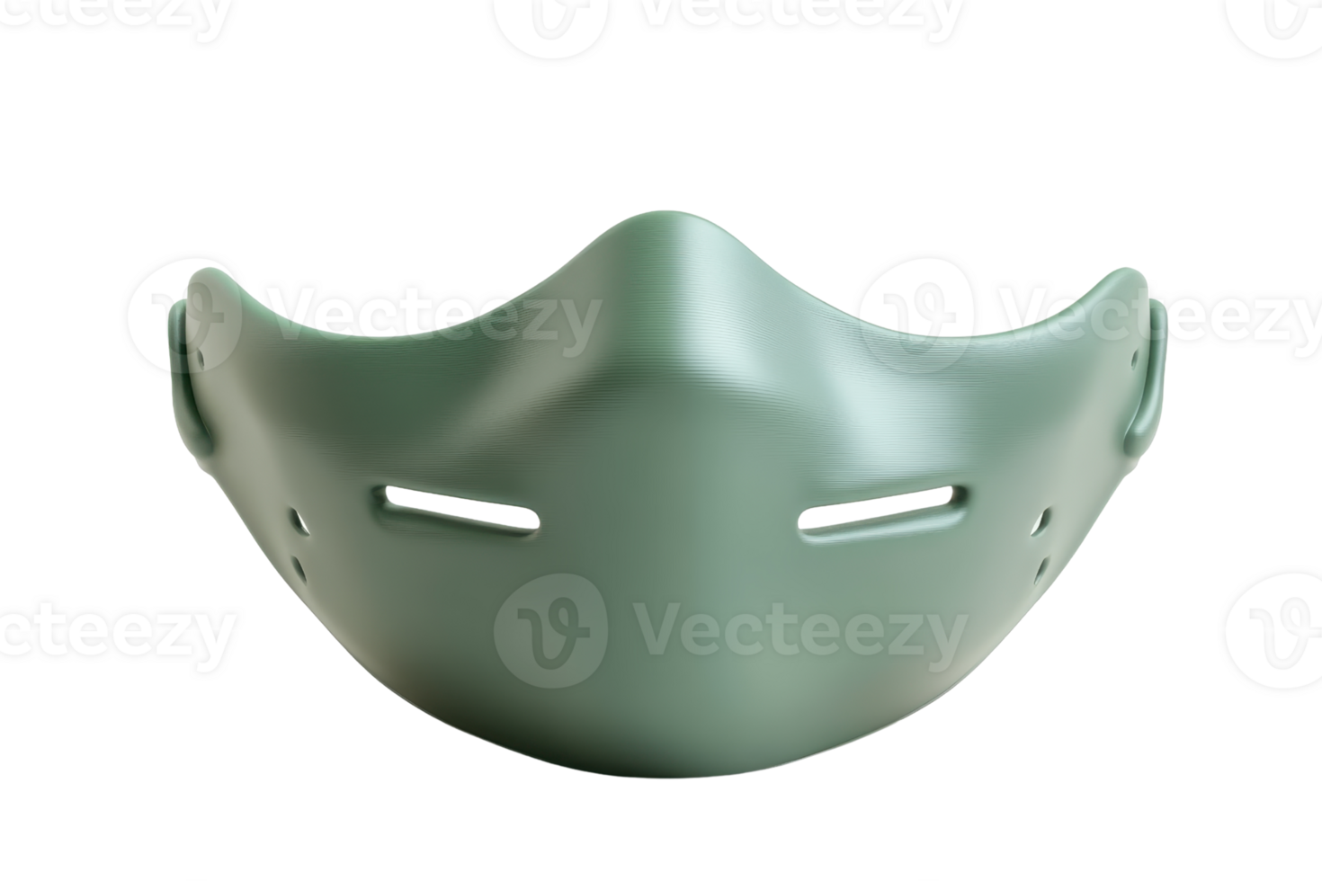 Modern green plastic safety mask with ventilation slits. Ideal for industrial protection and health safety. Isolated on a transparent background. png