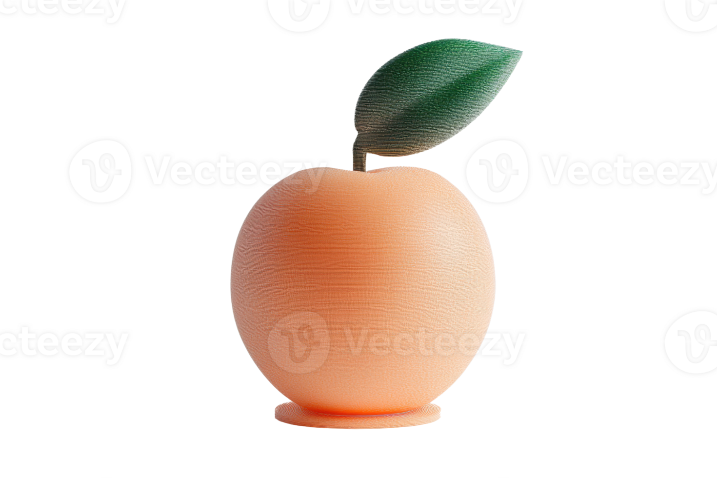 Minimalist peach illustration with a single green leaf. Perfect for digital designs, educational content, and creative projects. png