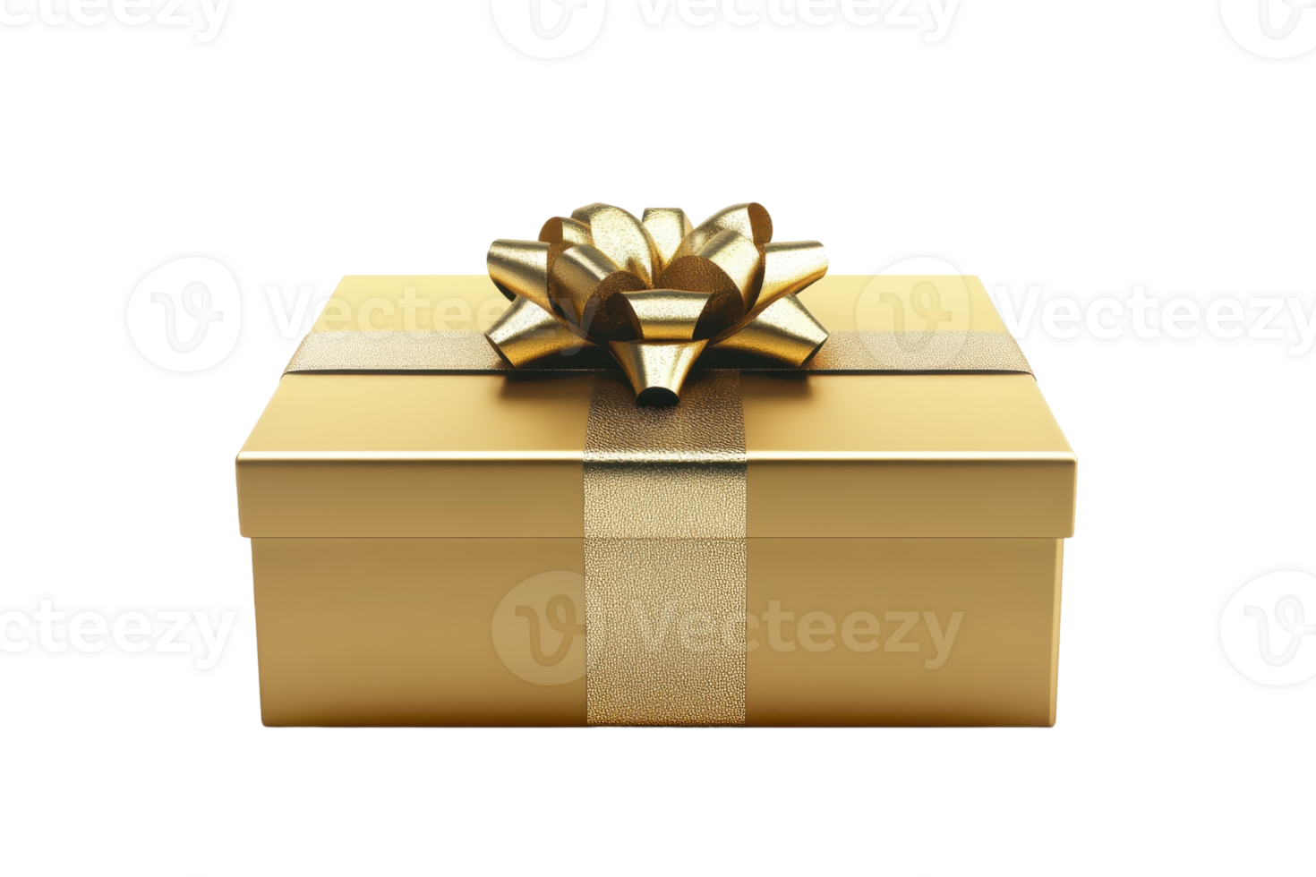 A beautifully wrapped golden gift box with a shiny bow, perfect for celebrations, holidays, and special occasions. png