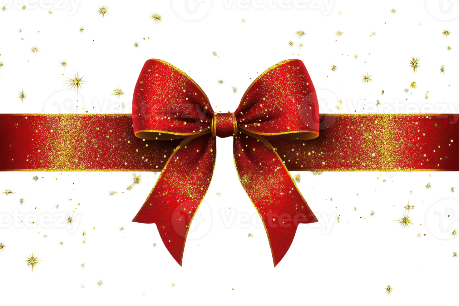 Festive red and gold ribbon bow with sparkling glitter, perfect for holiday decorations, gift wrapping, or festive event invitations. png