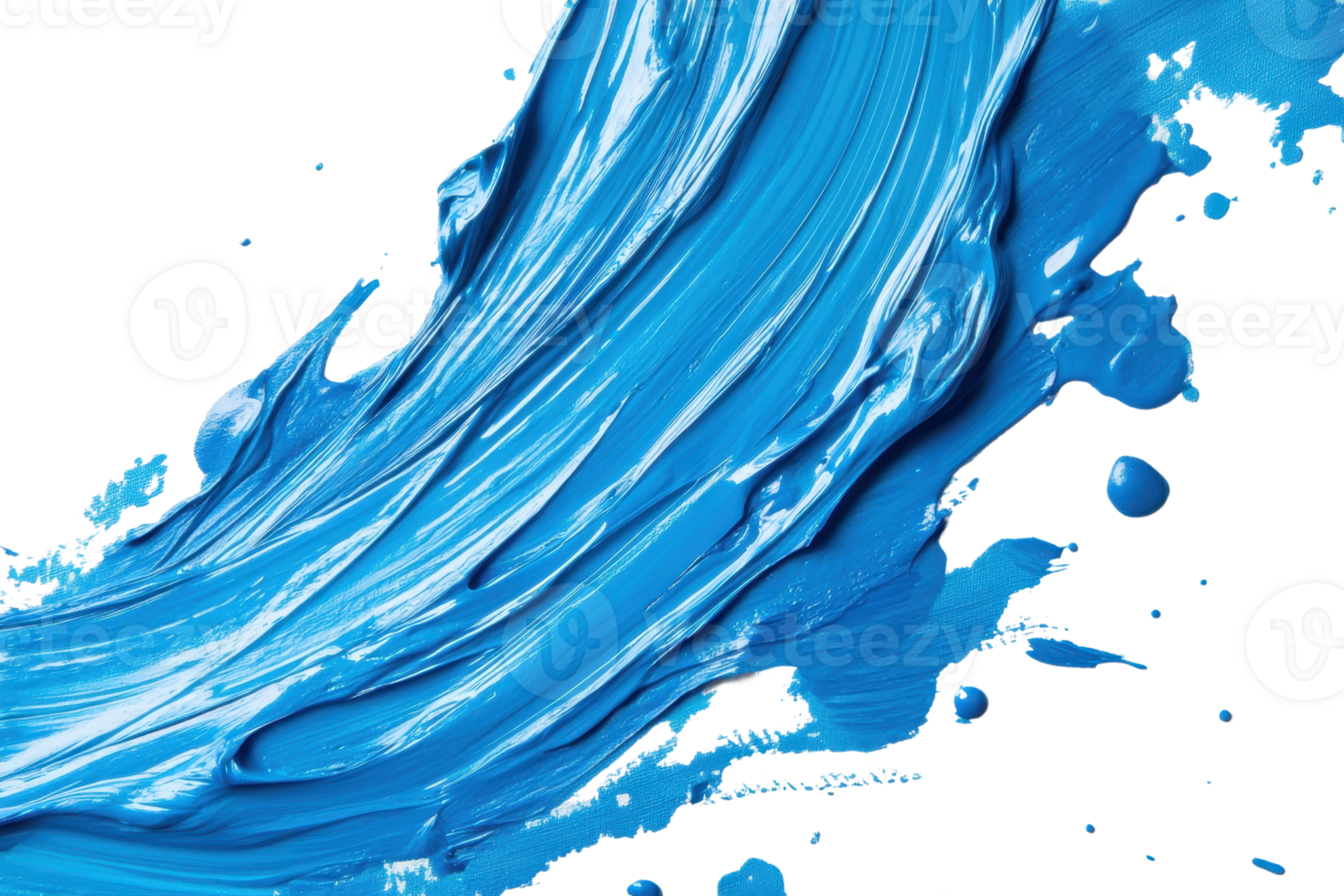 Abstract blue paint splash isolated on transparent background. dynamic brushstroke, creative artistic texture, vibrant color design. png