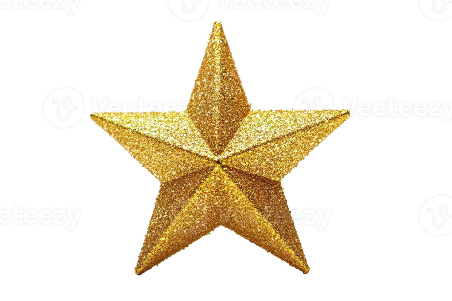 Shiny golden star with glitter texture, perfect for festive decorations or design projects. Isolated on a transparent background. png