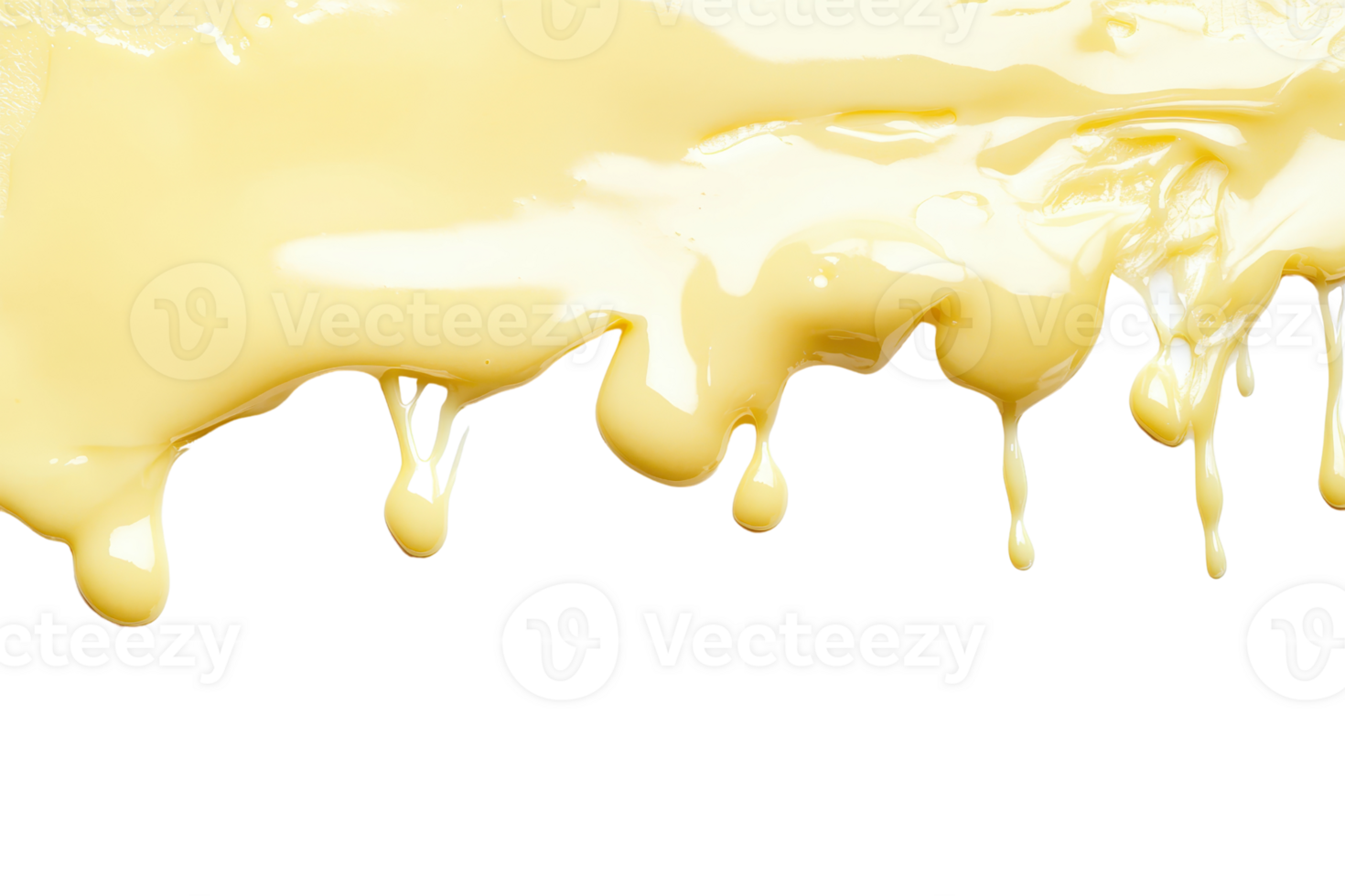 Close-up of dripping glossy yellow paint on a transparent background. Ideal for art, design, or creative project use. png