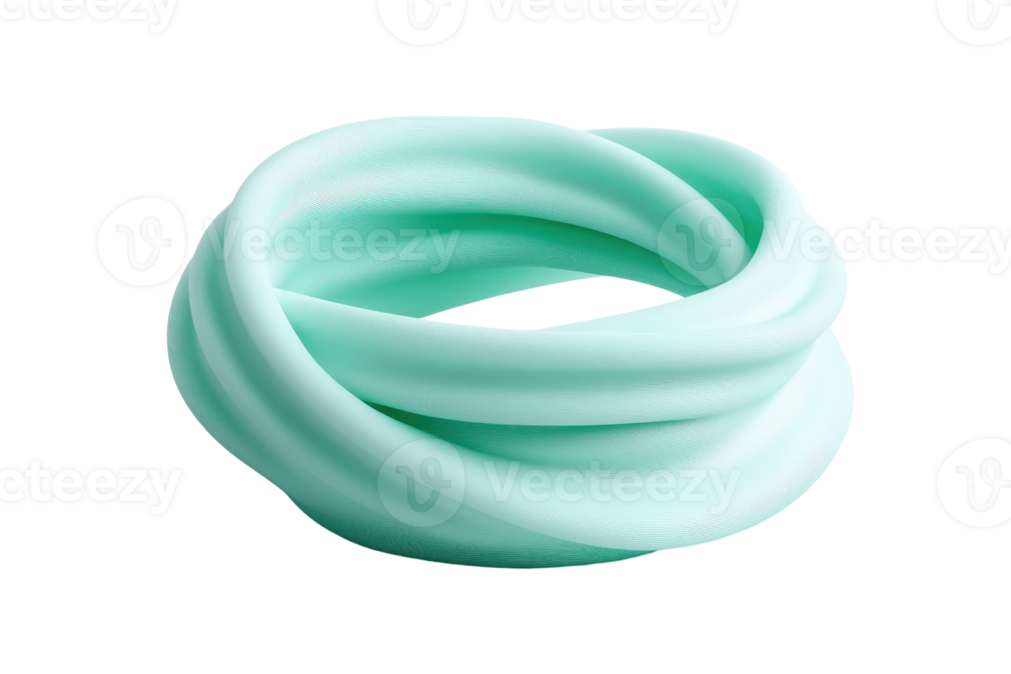 Soft turquoise rubber bracelet twisted in intricate shape, isolated on transparent background. Perfect for fashion, accessory, or product design projects. png