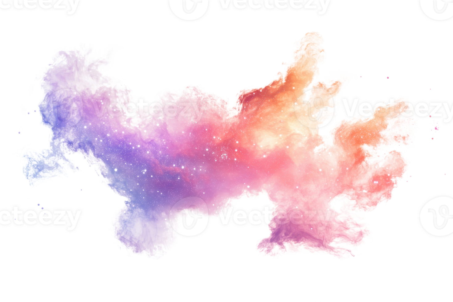 Vibrant galaxy-inspired watercolor splash blending shades of pink, purple, and blue. Ideal for creative backgrounds and abstract projects. png
