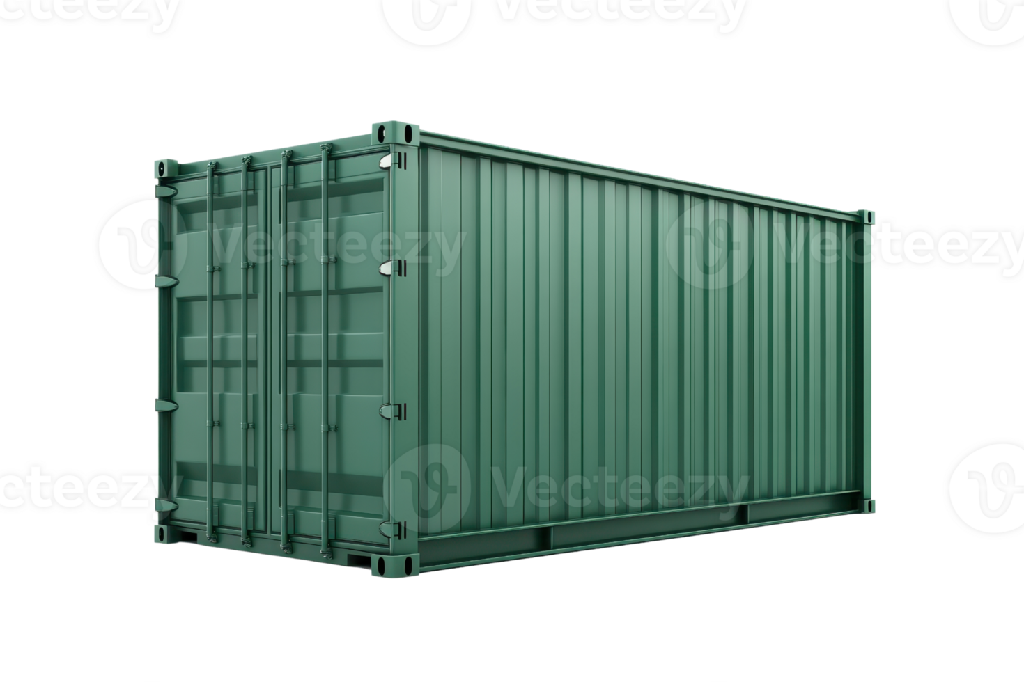 A green shipping container isolated on a transparent background. used for cargo, storage, and transportation in logistics and freight industries. png