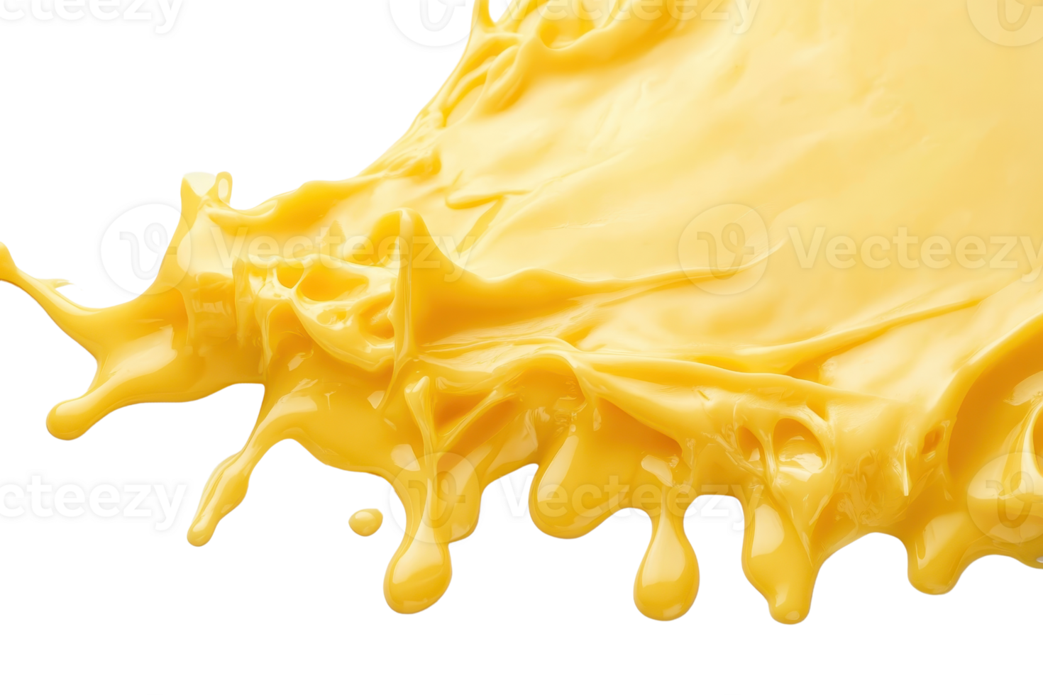 Vivid image of yellow liquid splash spreading dynamically, captured mid-motion, illustrating vibrant and dynamic abstract fluid art for creative projects. png