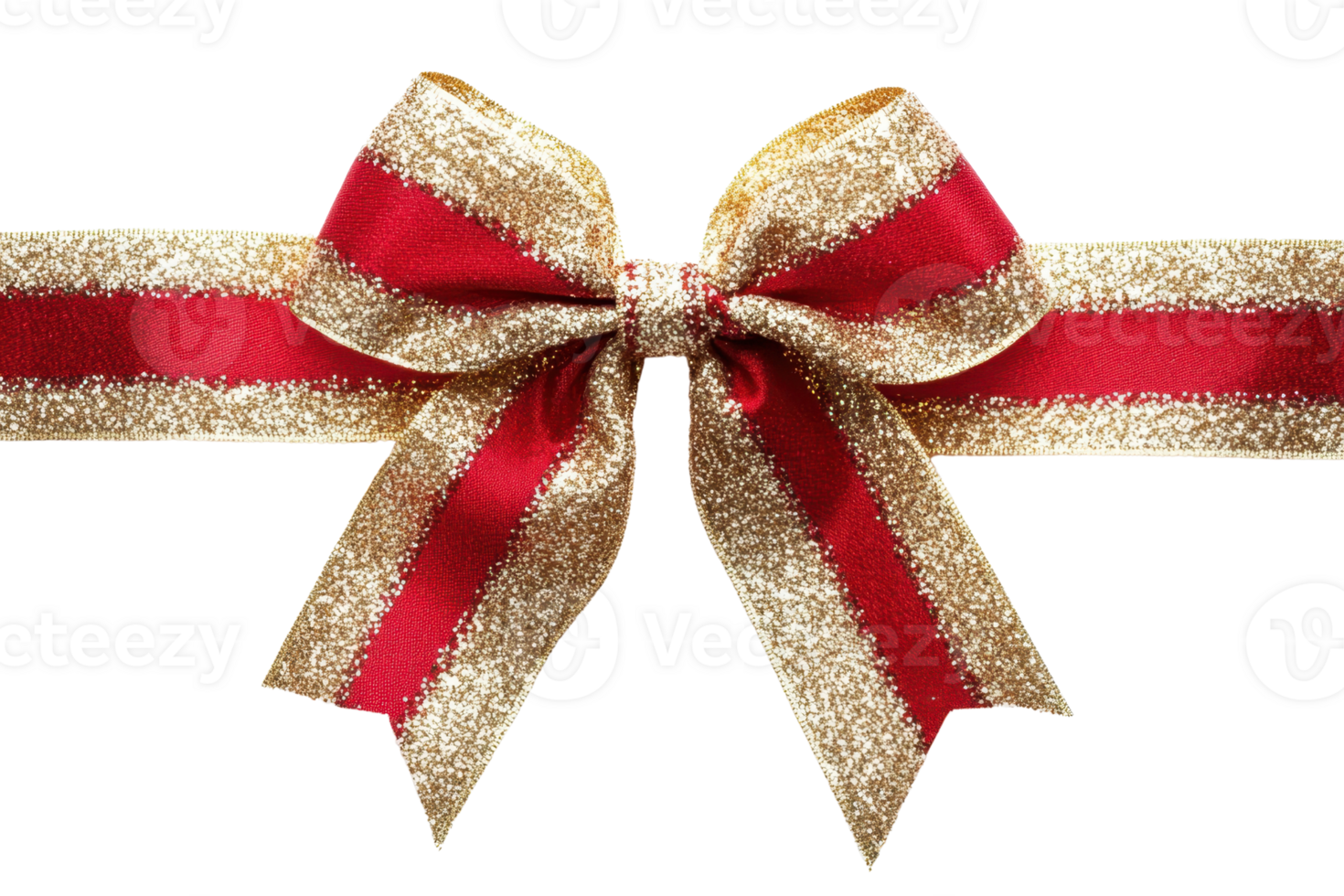 A vibrant red and gold ribbon bow, perfect for holiday decorations, presents, or festive events, isolated on a transparent background. png