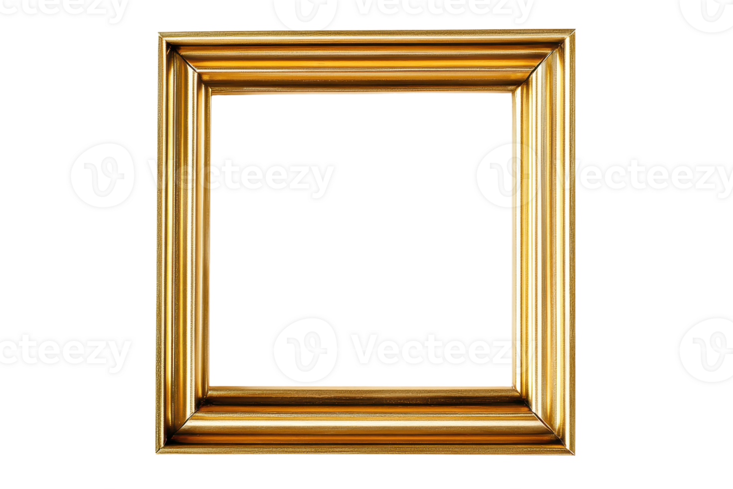 Elegant golden picture frame with an empty transparent background. perfect for art, photo display, and interior decor design. png