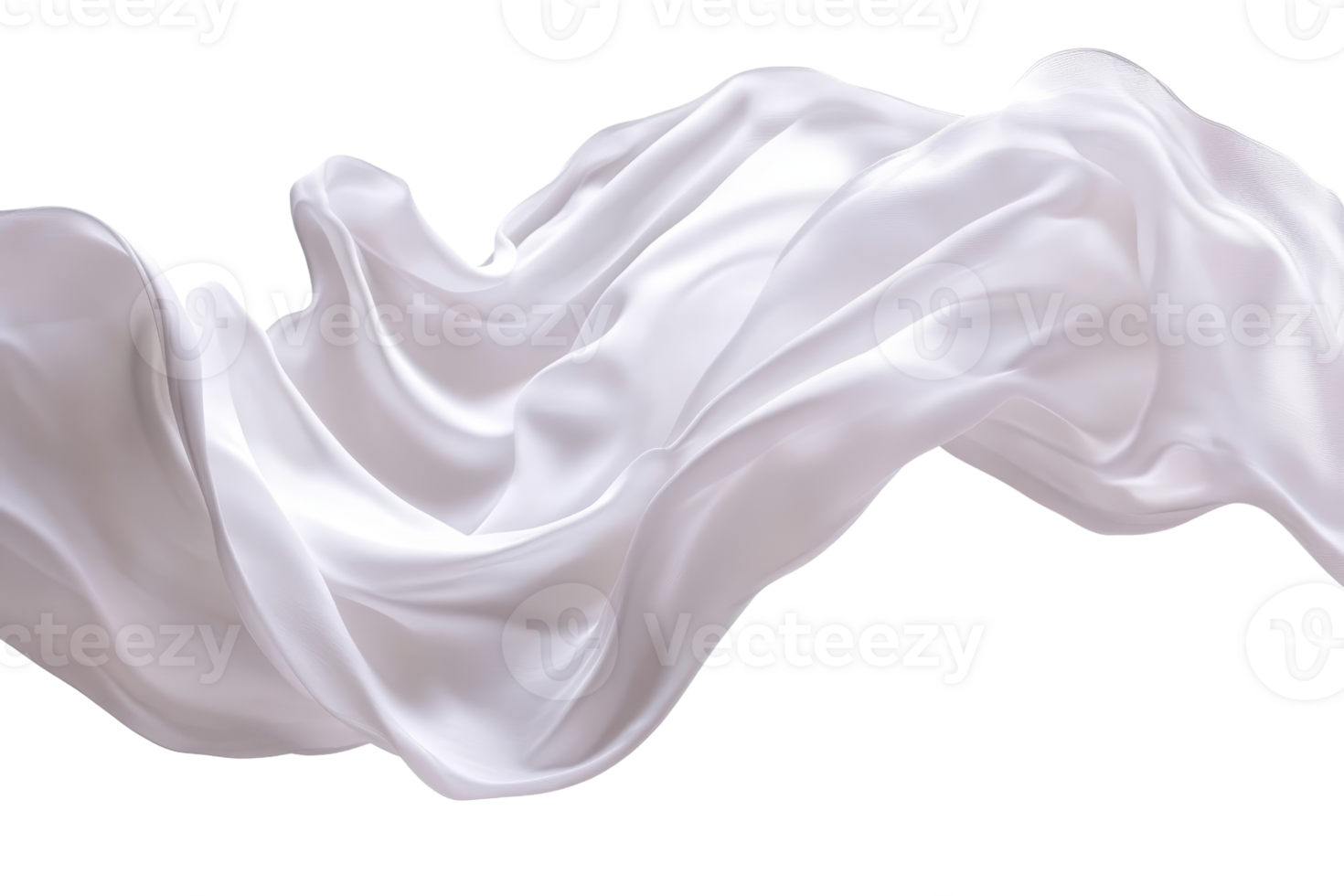 Elegant wave of white silk fabric in motion, isolated on a transparent background. showcasing smooth texture and elegance. png