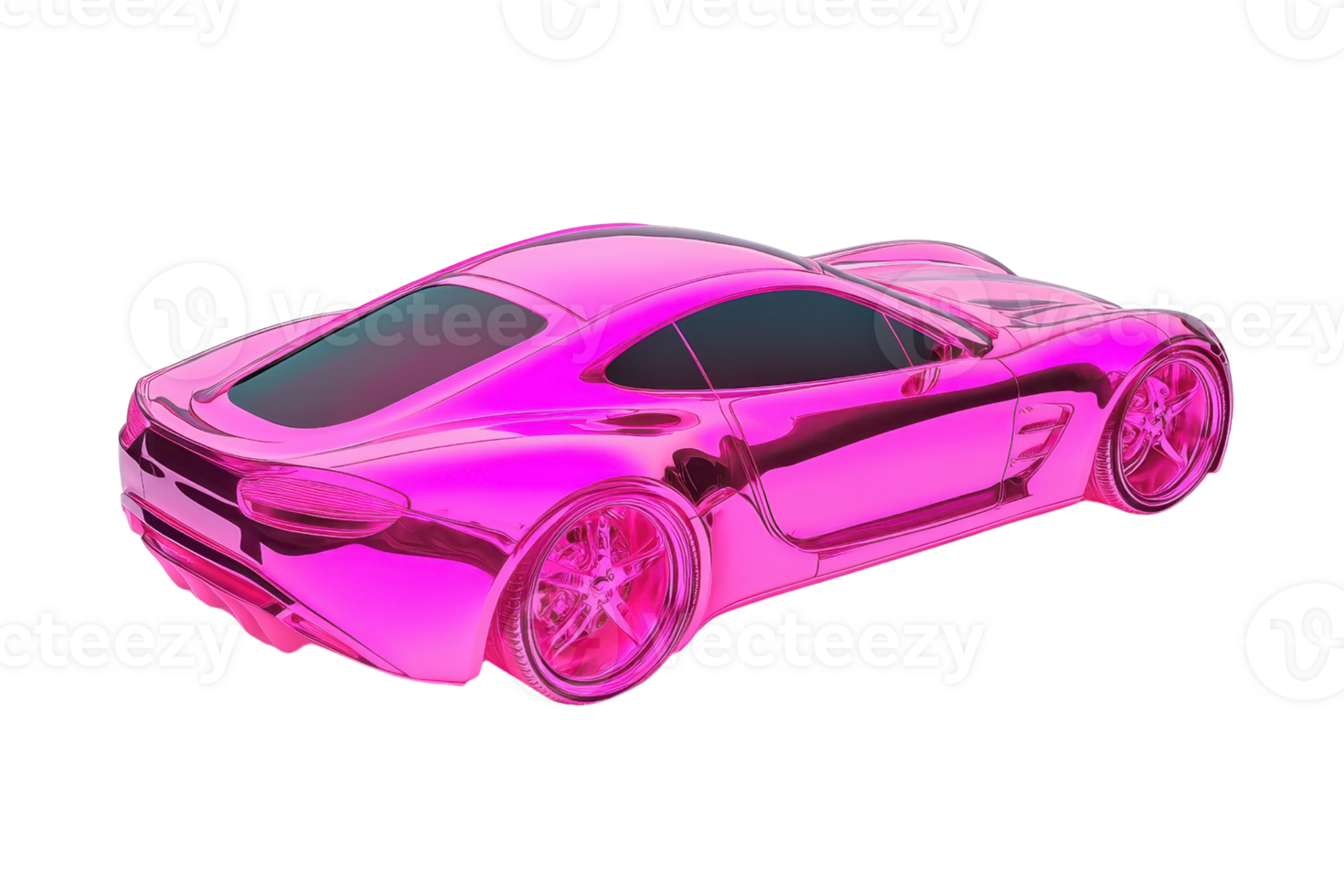 Futuristic pink sports car with sleek design and shiny metallic finish. Ideal for automotive, luxury, and technology concepts. png