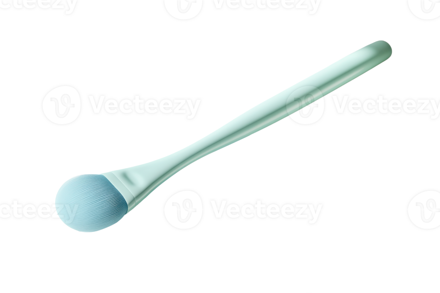 High-quality teal makeup brush with white bristles on a clean transparent background. Perfect for beauty and cosmetic applications. png