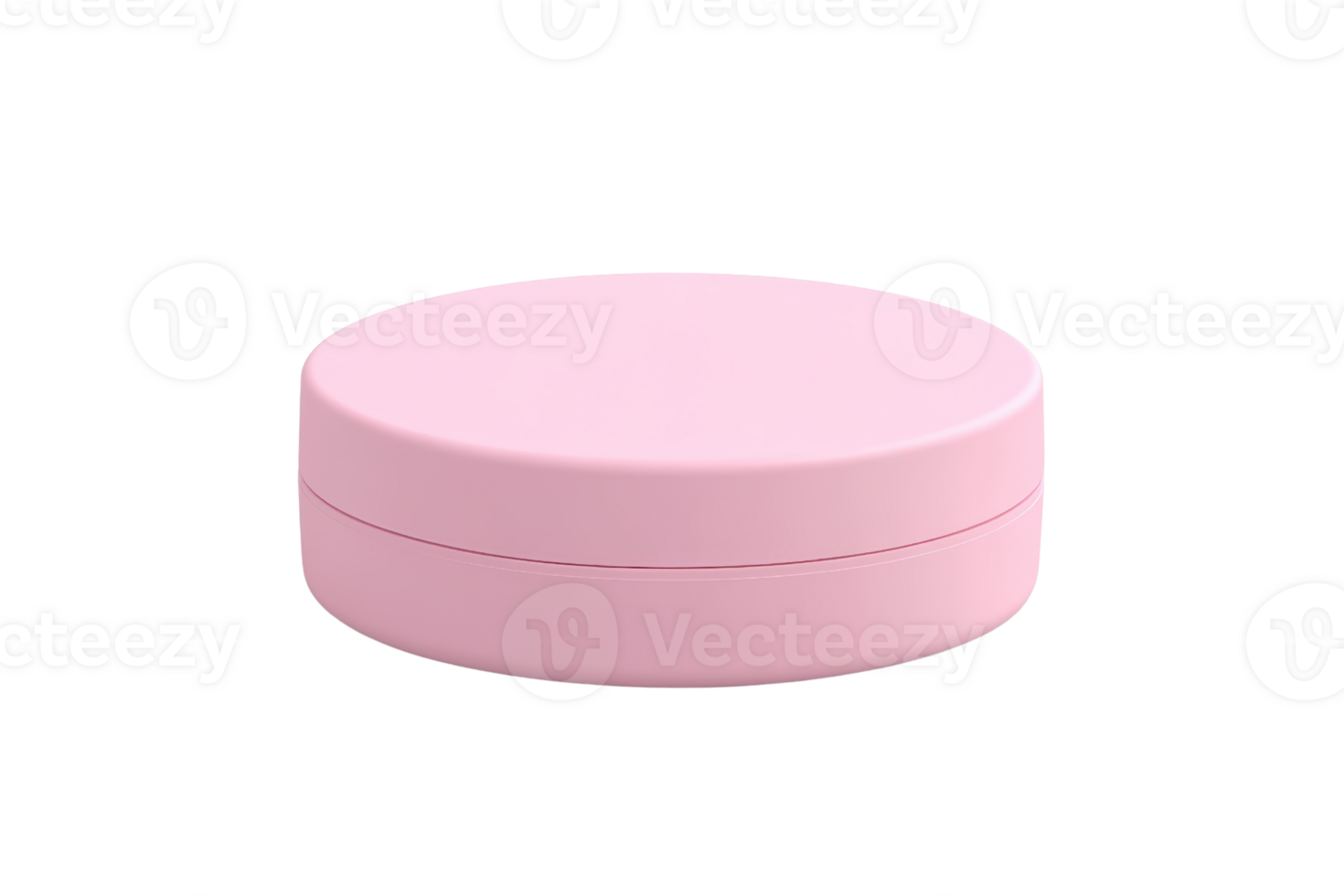 Minimalistic pink round container with a closed lid, perfect for cosmetics, creams, or small items. Isolated on transparent background. png