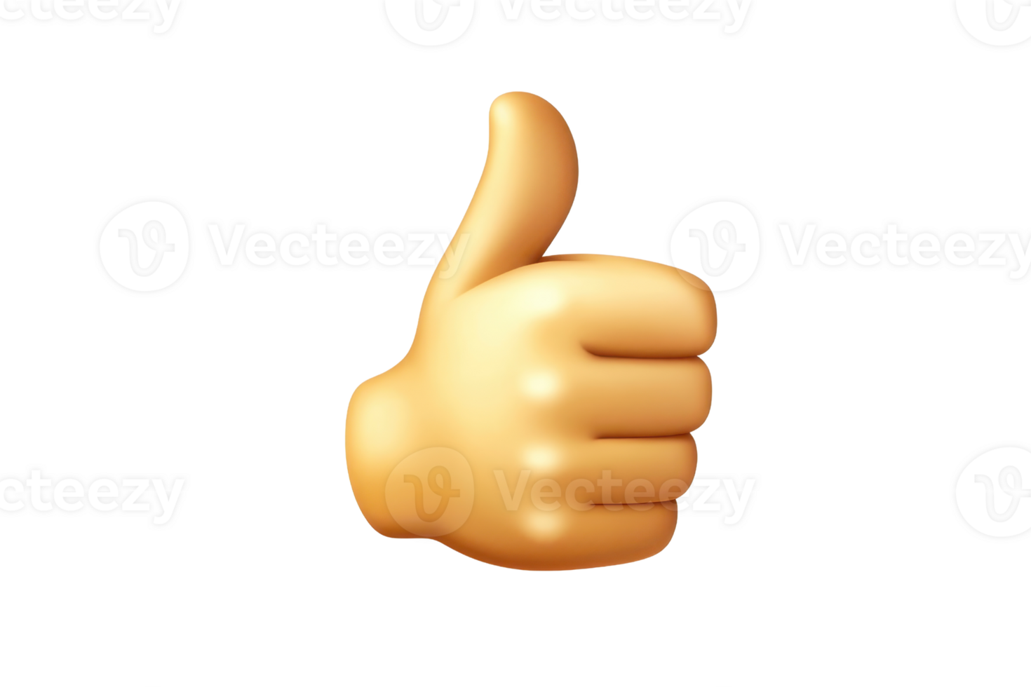 Close-up of a thumbs up emoji on a transparent background, representing approval, success, and positivity in a digital format. png