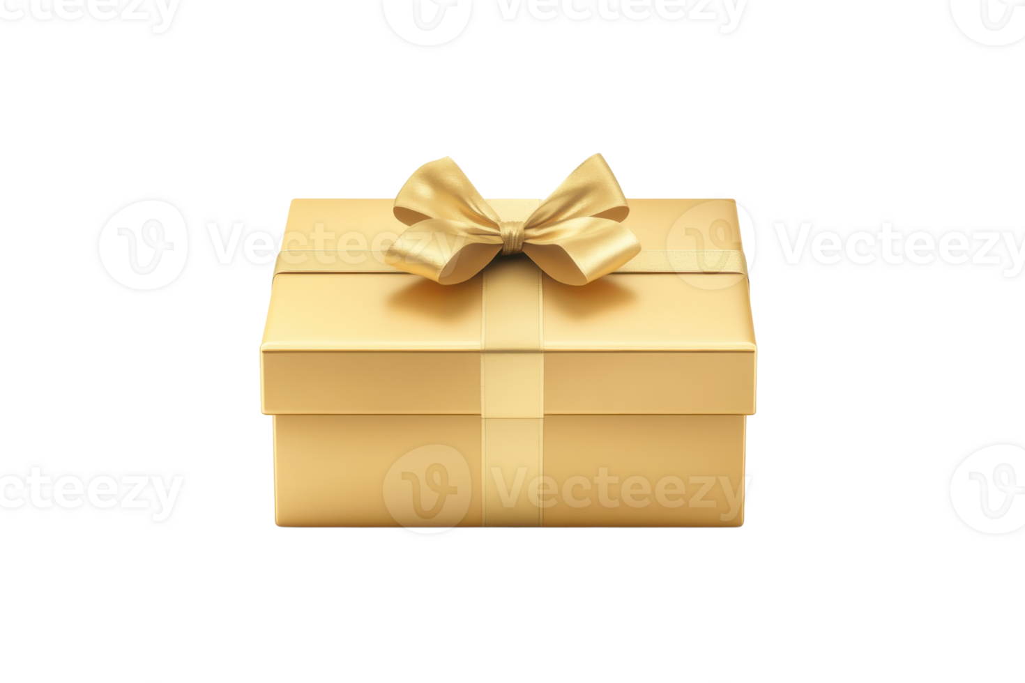 Elegant golden gift box with a satin ribbon bow, perfect for celebrations, birthdays, and special occasions. png