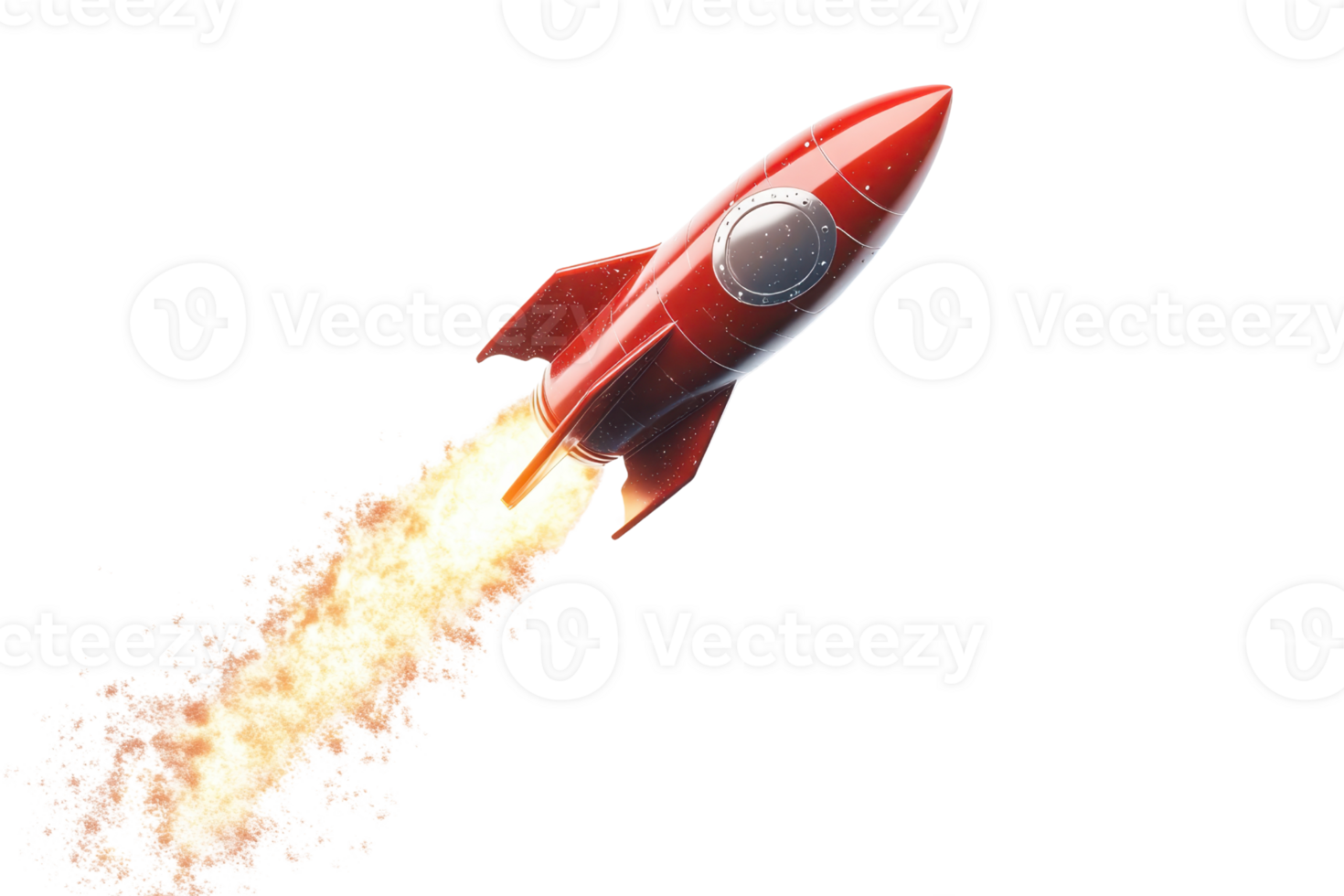 Illustration of a red rocket launching into space with fiery exhaust, symbolizing innovation and progress. png