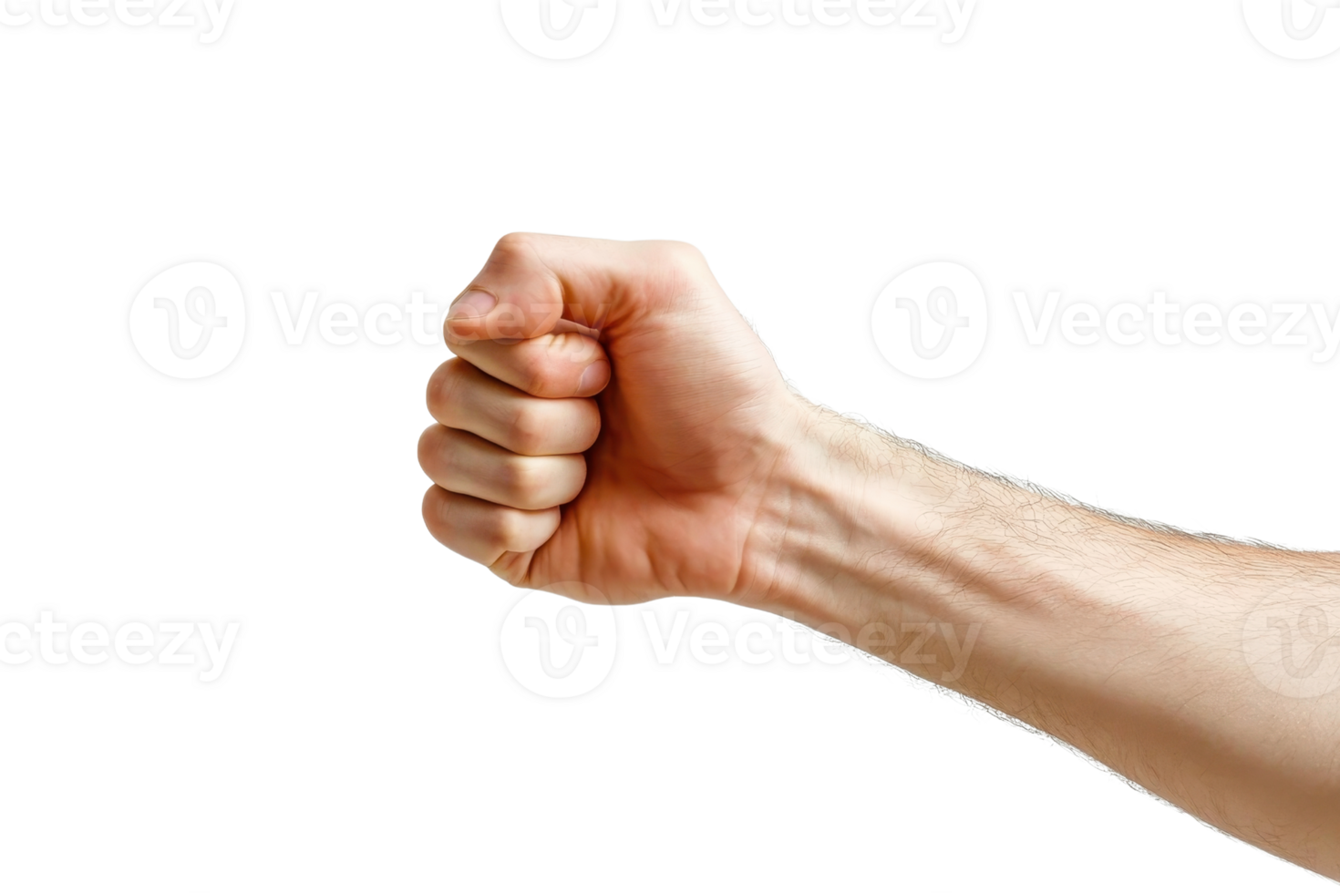 Close-up of a human fist, signifying strength, determination, or protest. Isolated on a transparent background. with natural lighting. png