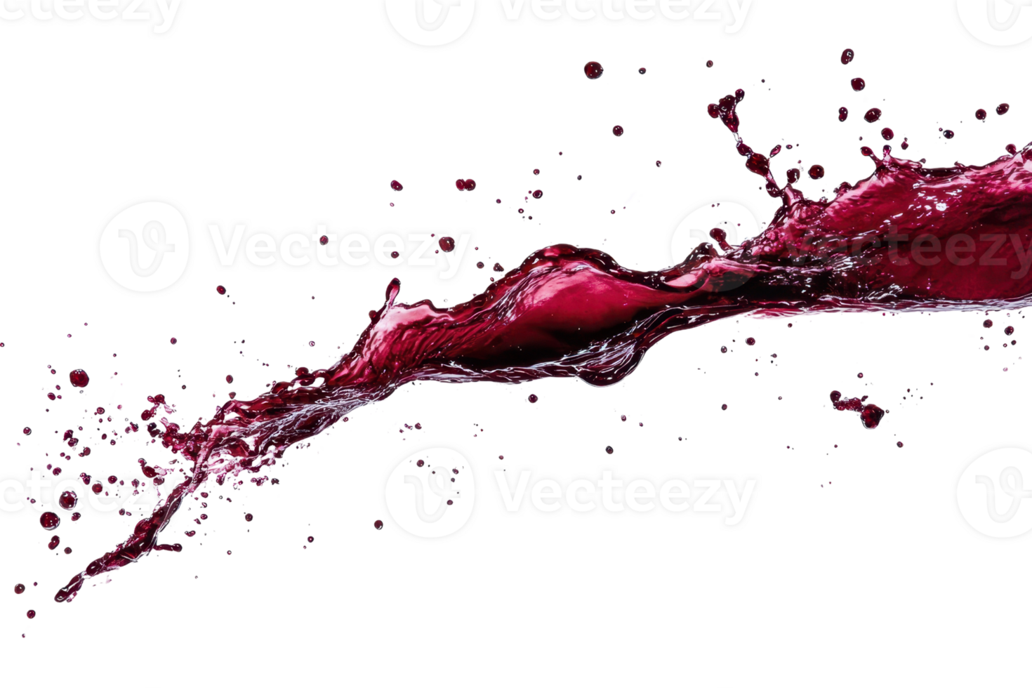 Dynamic splash of red liquid mid-air with isolated background, capturing movement and vibrant color. Great for beverage, wine, or art projects. png
