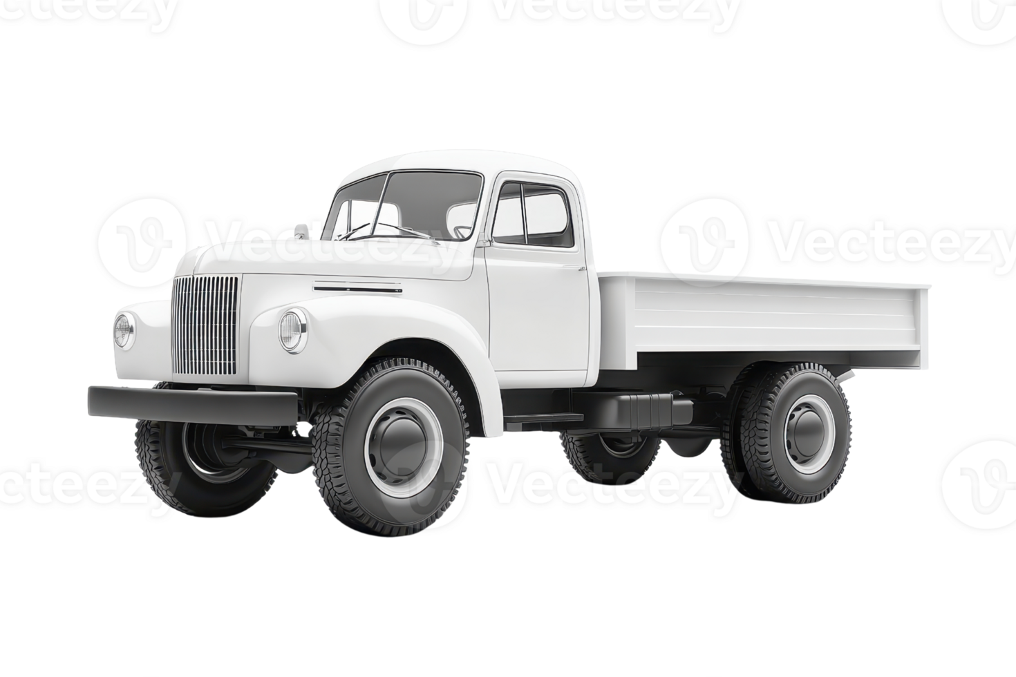 Classic white vintage truck isolated on transparent background. Retro vehicle with historical design, perfect for transportation themes and nostalgic concepts. png