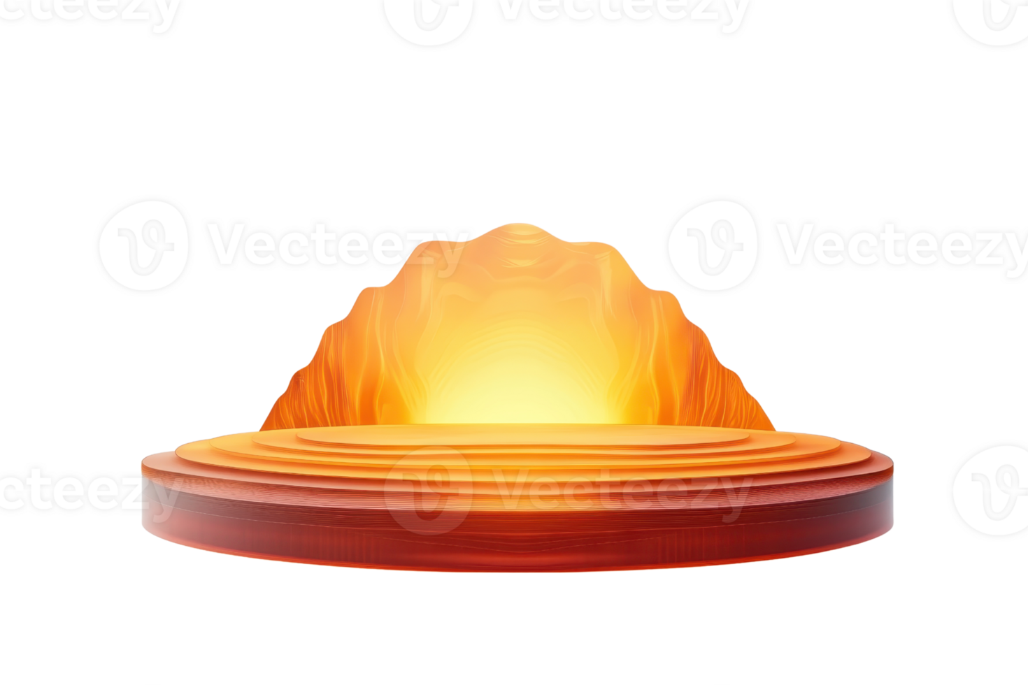 Empty display podium with orange and yellow gradient light background, suitable for product showcase or presentation. png