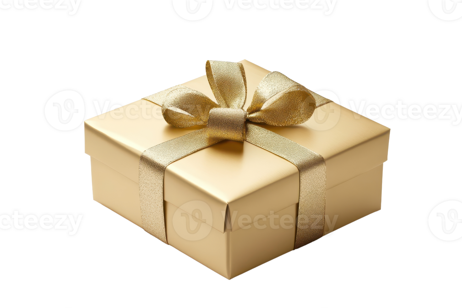 Elegant gold gift box with a satin ribbon bow isolated on a transparent background. perfect for celebrations, presents, and luxury packaging concepts. png
