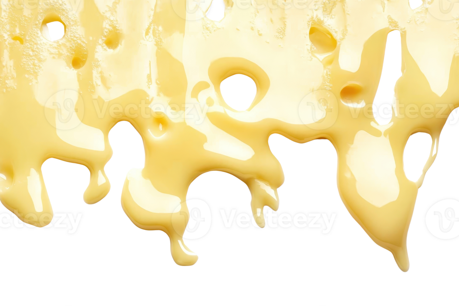 Close-up of melting cheese with holes, showcasing a delicious, gooey texture perfect for culinary imagery and food-themed designs. png