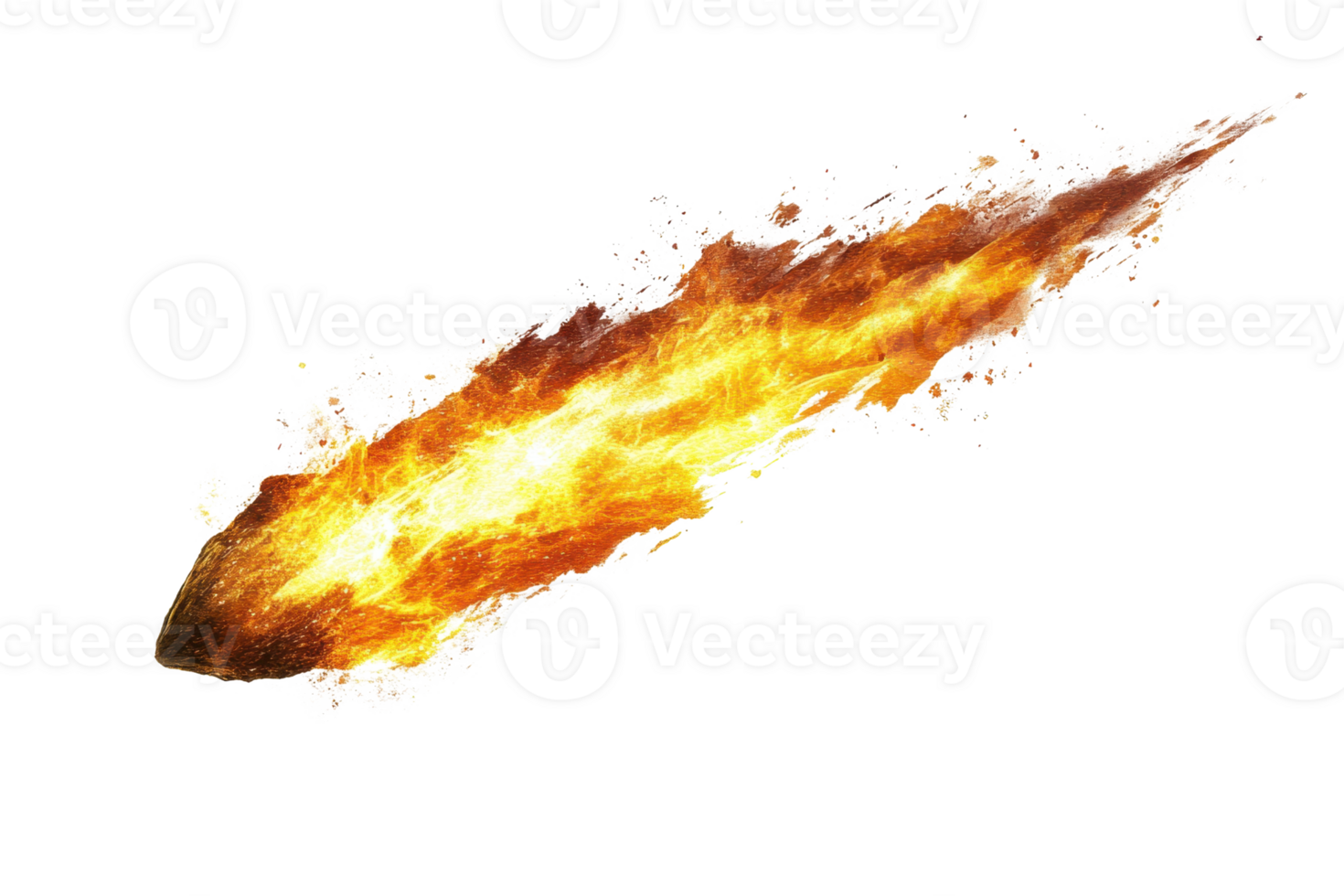 Dynamic image of a fiery meteor streaking through the sky, perfect for space and cosmic-themed designs and projects. png
