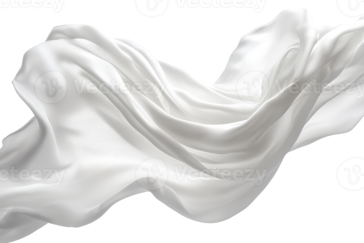 Flowing white silk fabric on a transparent background. showcasing smooth texture, elegance, and fluidity in a captivating motion. png