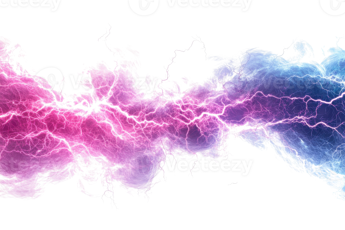 Dynamic electric lightning bolt in vibrant pink and blue colors, perfect for digital art, backgrounds, and creative designs. png