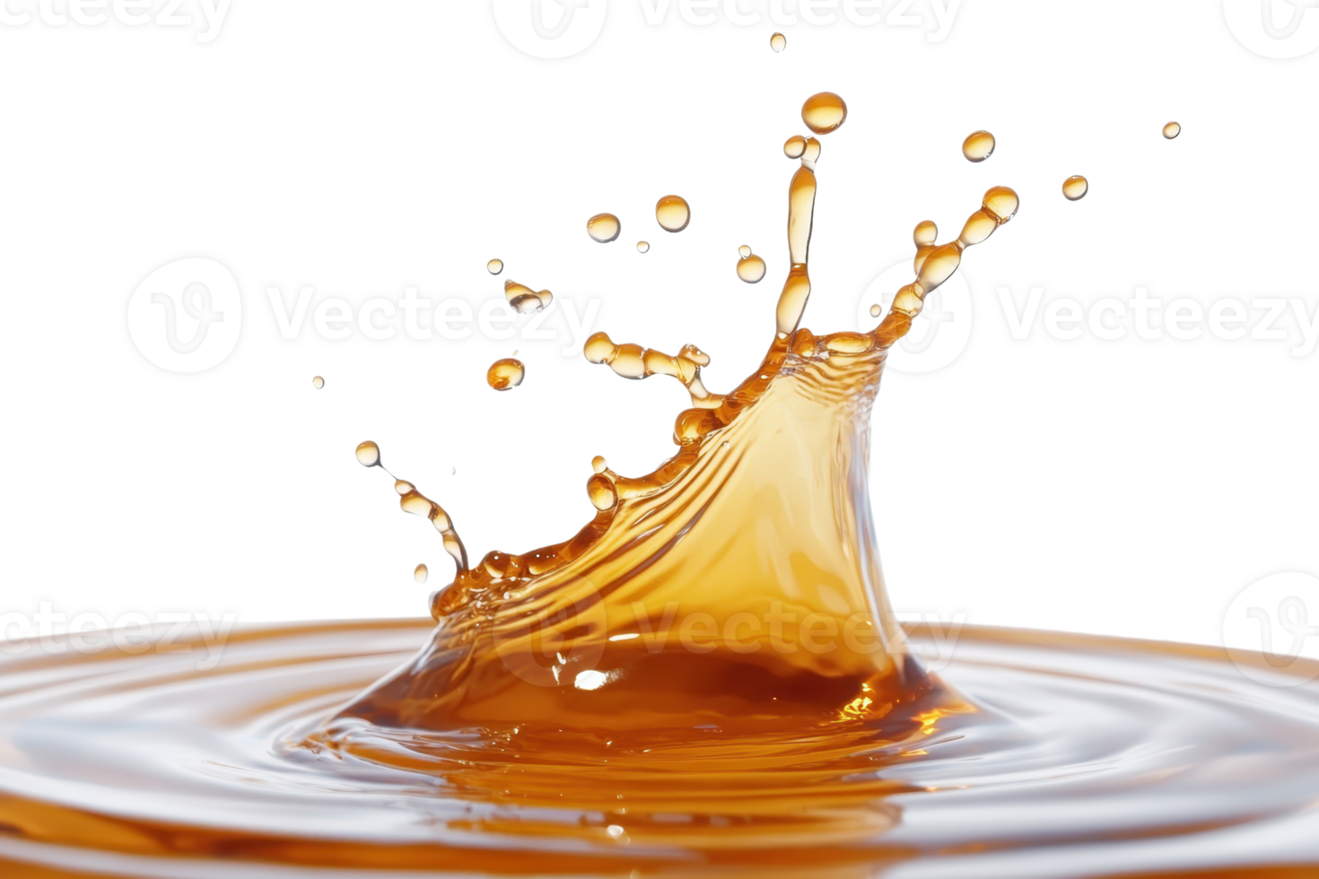High-speed capture of a splash in amber liquid, highlighting the fluid dynamics and motion in vibrant hues, perfect for illustrating beverages or dynamics. png
