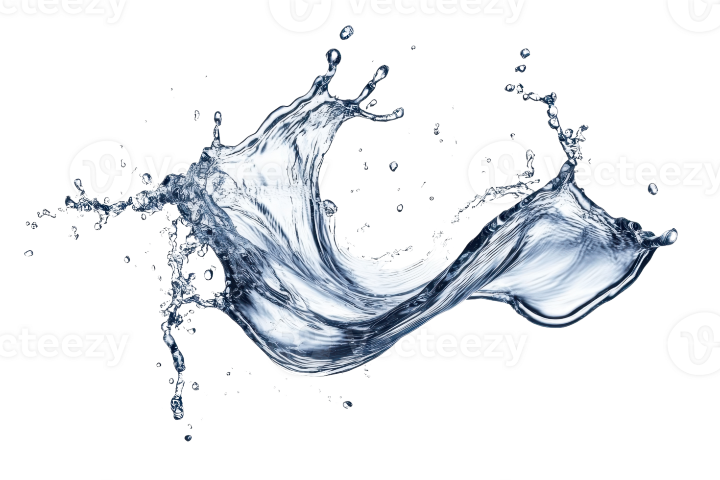 Dynamic splash of water suspended mid-air with transparent background, showcasing freshness and motion. png