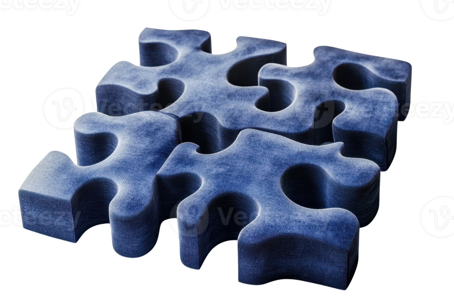 Close-up of a dark blue puzzle piece reflecting a blend of teamwork, strategy, and completion in a sleek, modern design. png