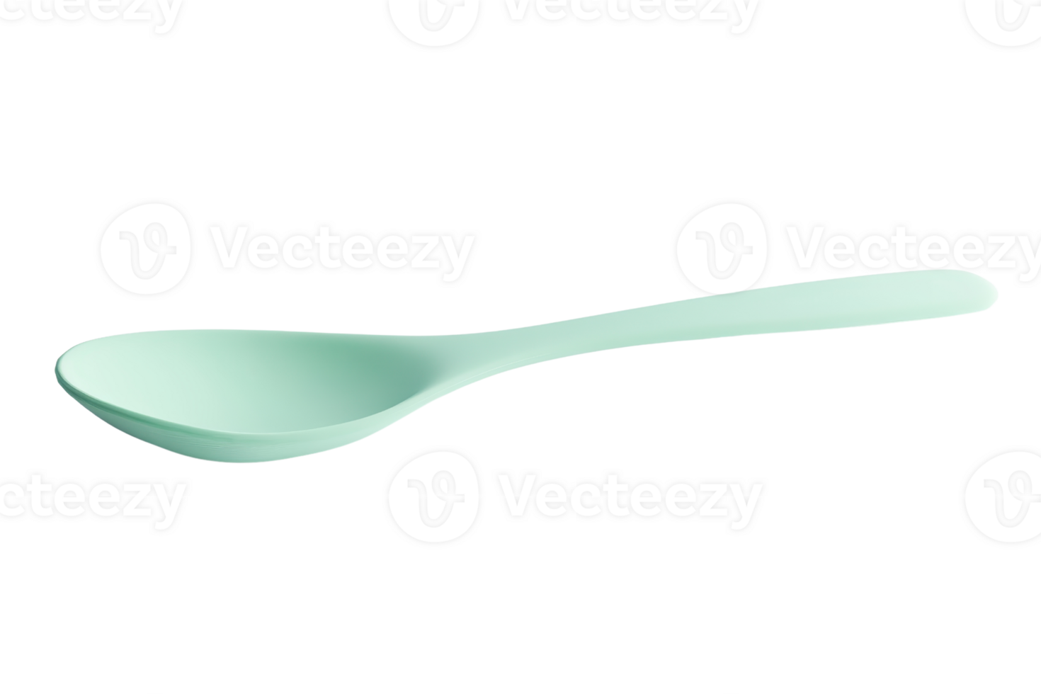 Minimalist pastel green spoon isolated on a transparent background. Perfect for kitchen and culinary design projects. png