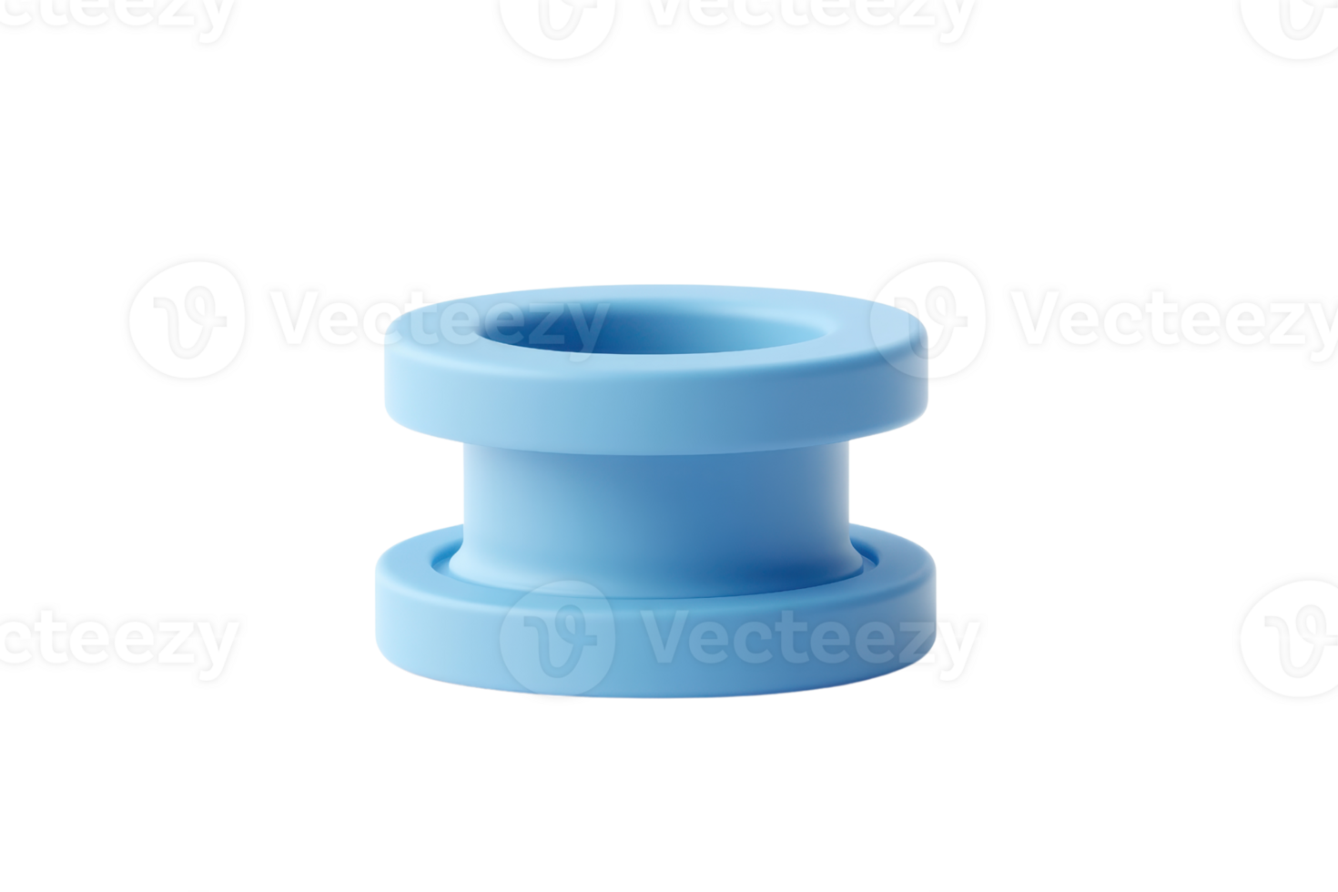 Blue plastic spool isolated on transparent background. Ideal for industrial and DIY projects. Simple, clean design for versatile use. png