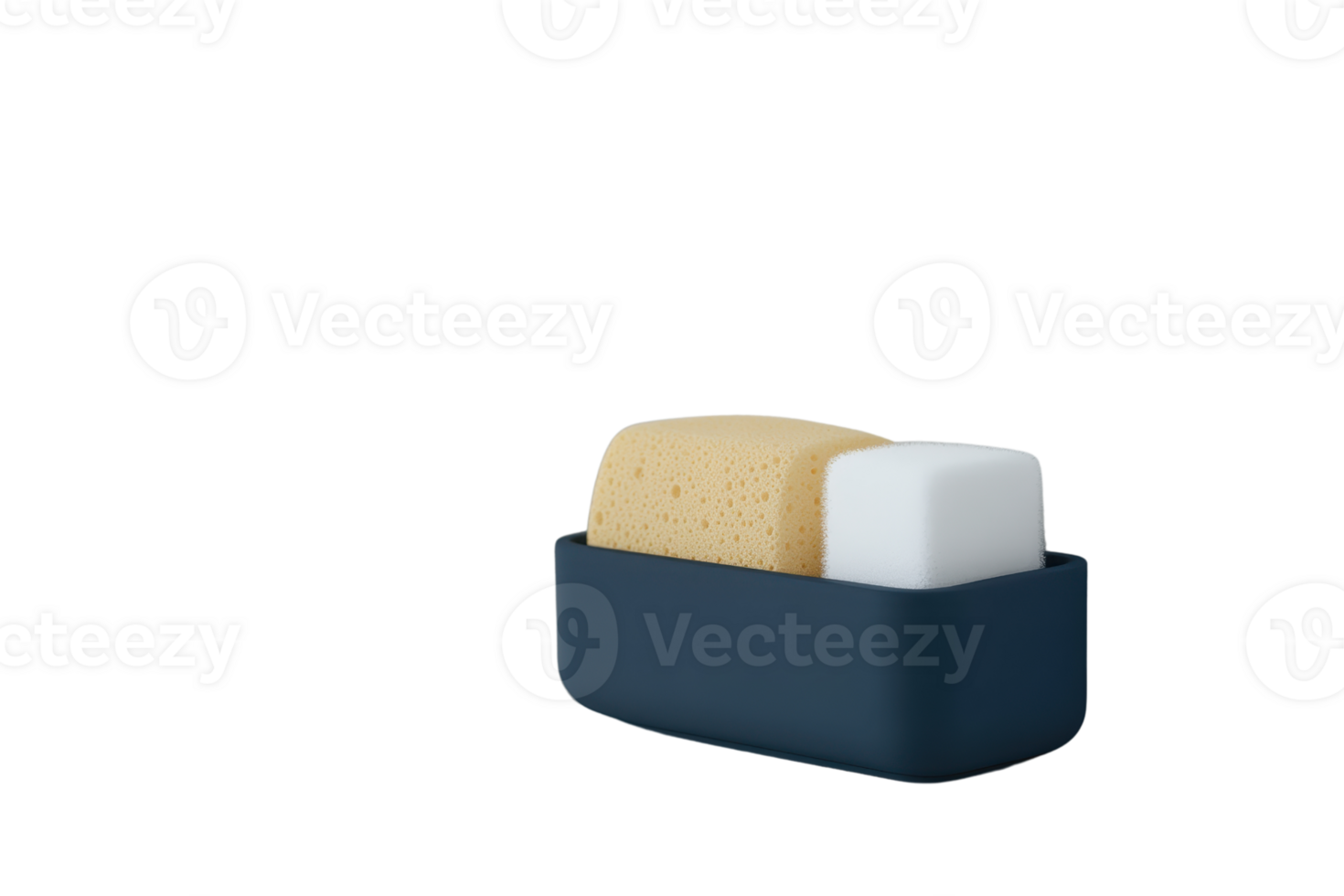 Minimalist soap and sponge holder with a modern design. Perfect for organizing bathroom or kitchen spaces effectively. png