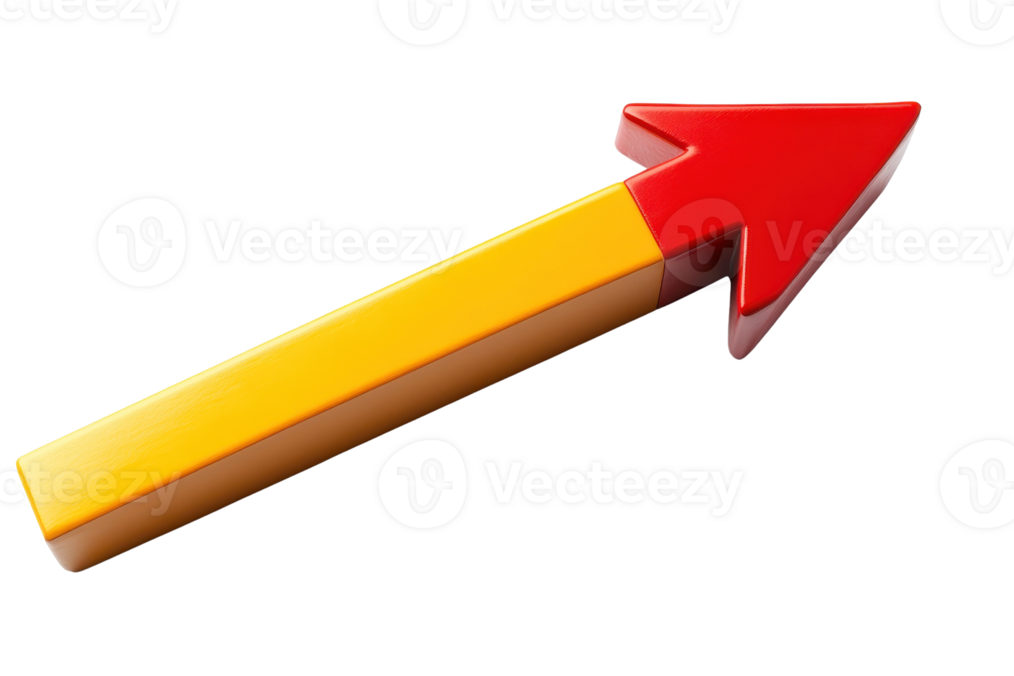 A 3D red and yellow upward arrow symbolizing growth, progress, and success on a transparent background. png