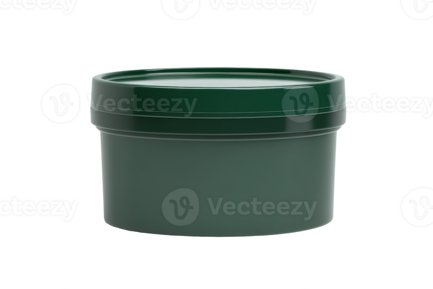 Simple and elegant green plastic container with lid, perfect for storage, cosmetics, and other uses. Isolated on transparent background. png
