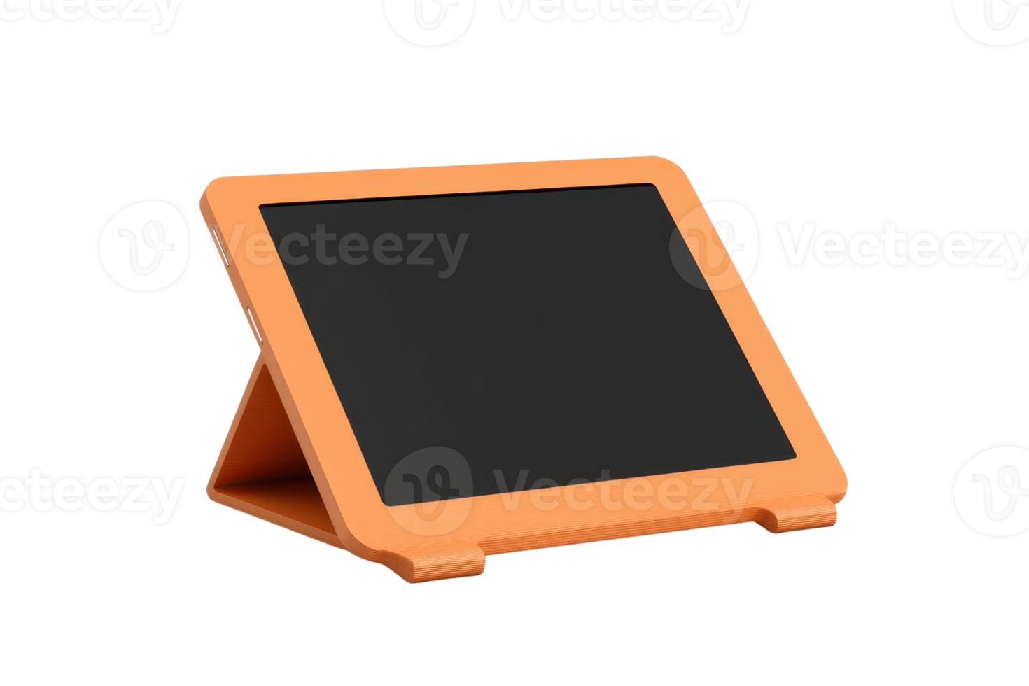 Bright orange tablet stand holder perfect for supporting devices, providing a stable base for tablets and e-readers in various environments. png