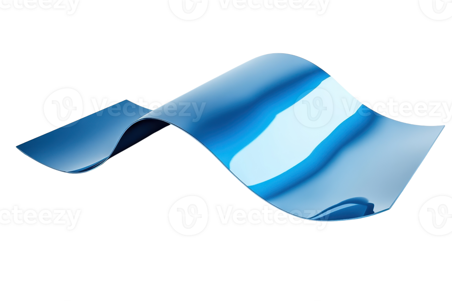 Abstract wavy blue and metallic sheet with smooth curves reflecting light, perfect for modern design and digital wallpaper backgrounds. png