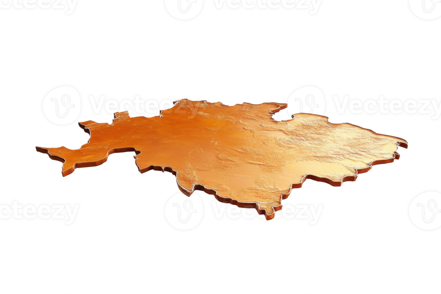 High-resolution 3D map of Europe, showcasing the topographic landforms with a metallic finish, isolated on a transparent background. png