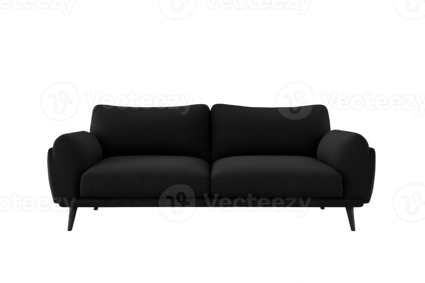 Modern black two-seater sofa, perfect for contemporary living room and office spaces. Stylish and comfortable, fits minimalist decor. png