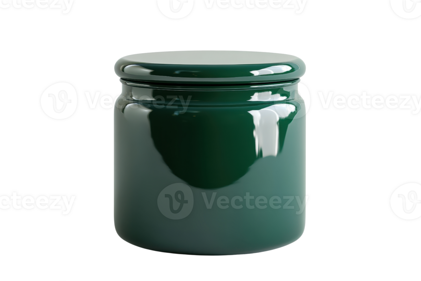 Elegant green ceramic jar with a glossy finish, perfect for home decor or storage. Isolated on a transparent background. for clean presentation. png