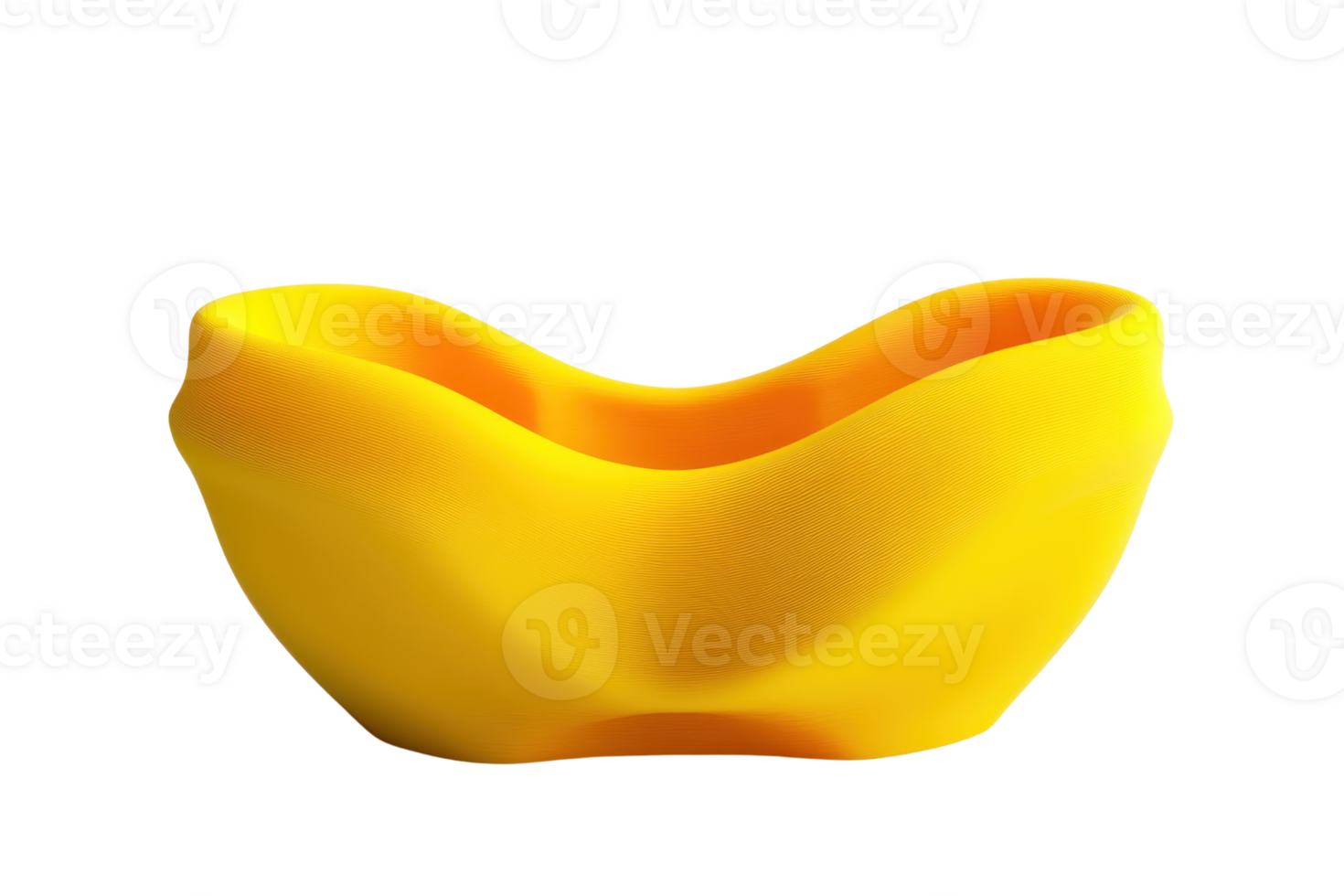 Bright yellow plastic bowl with a unique wavy design, perfect for modern kitchen decor and storage solutions. High-quality, durable, and stylish. png
