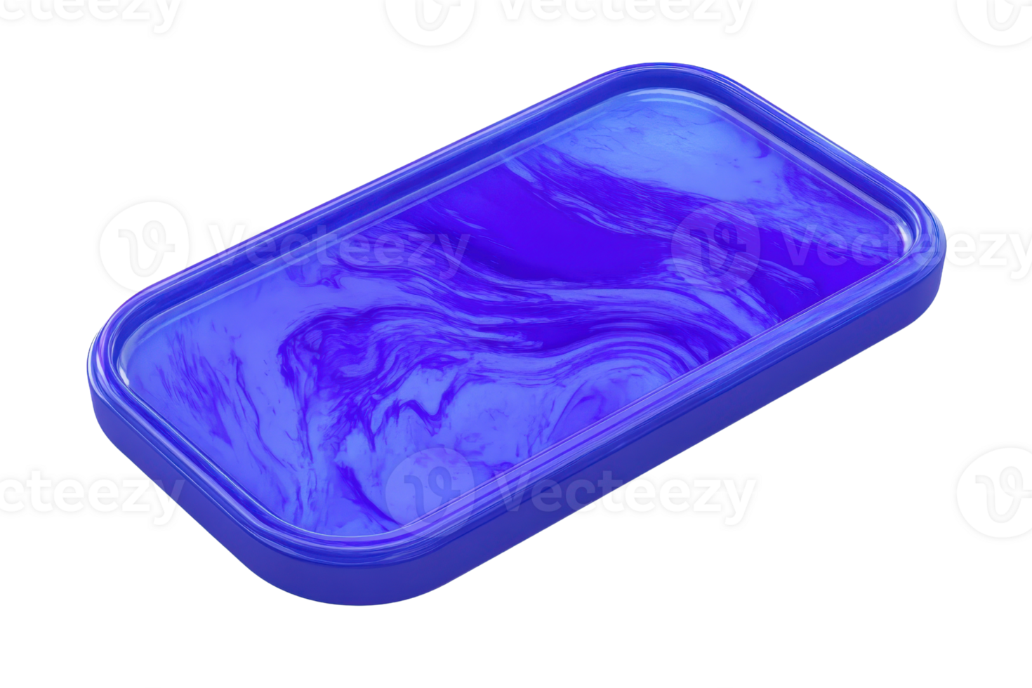 Blue rectangular tray with a marbled surface, perfect for serving or decorative use. Modern and stylish design for various applications. png