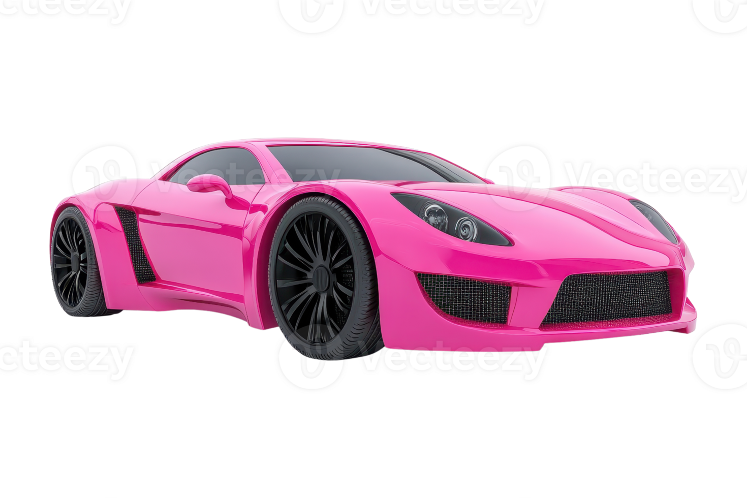 Sleek pink sports car on a transparent background. Modern design, high performance vehicle ideal for luxury and speed enthusiasts. png
