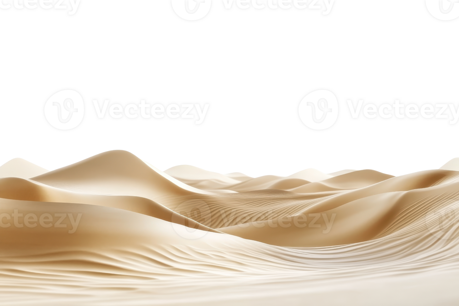 A stunning landscape of undulating sand dunes in a desert, with a dramatic light and shadow play, creating a serene and otherworldly atmosphere. png