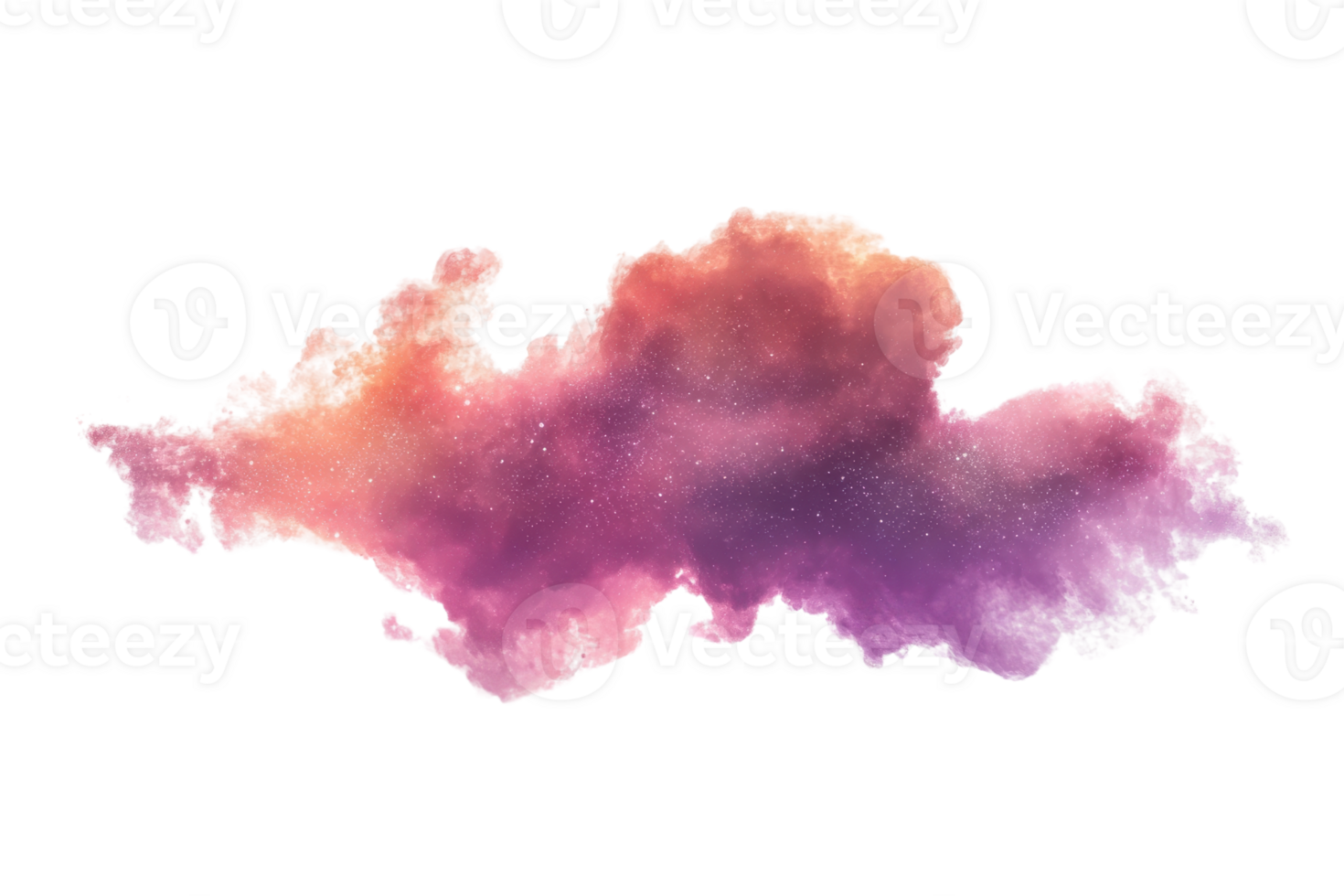 Abstract watercolor cloud with gradient purple, pink, and orange hues. Ideal for backgrounds, art projects, and digital designs. png