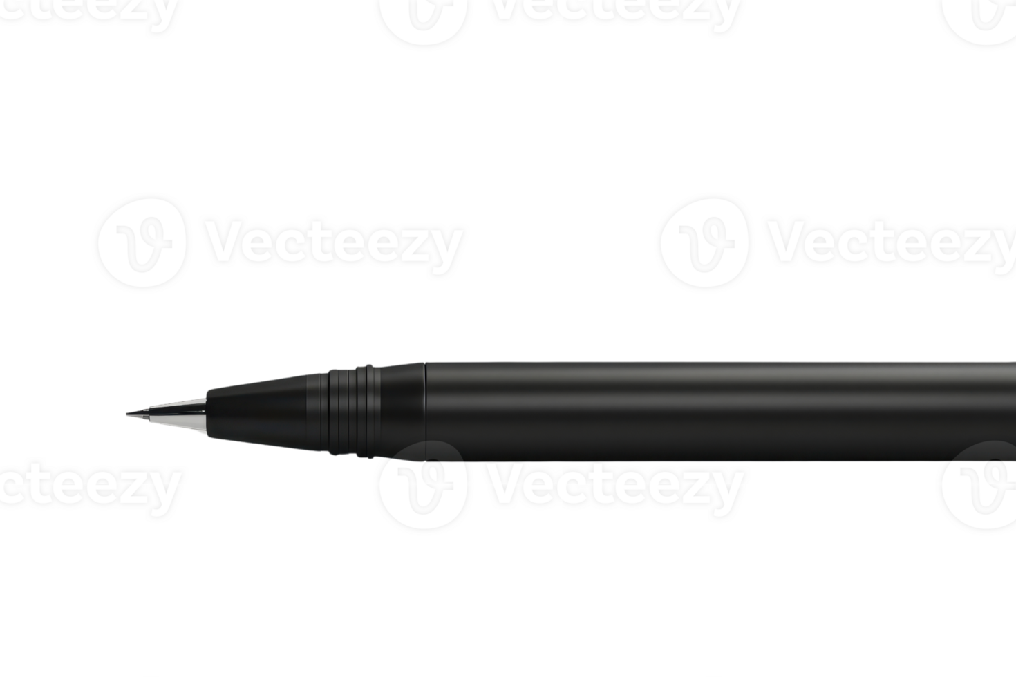 Close-up of a black pen on a transparent background. simple and sleek design perfect for writing, drawing, or office use. png