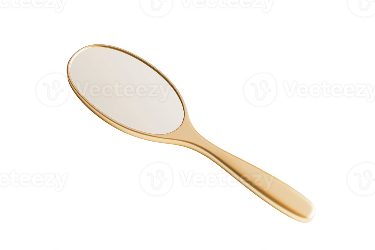 Elegant gold hand mirror isolated on transparent background. perfect for beauty and fashion concepts, high-resolution stock photo. png